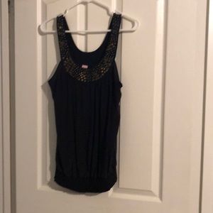 Black tank with sequin top and elastic band bottom